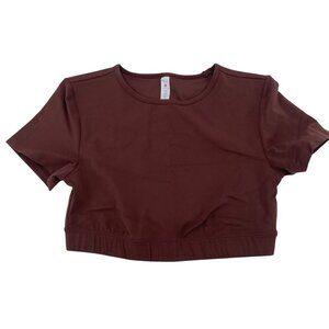 CRZ Yoga Women's Size M Brown Open Back Shirt Crop Top NWT
